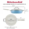 KitchenAid Hard Anodized 5qt Nonstick Ceramic Saute Pan With Lid - Blue Velvet: Large Frying Pan, Tempered Glass Lid