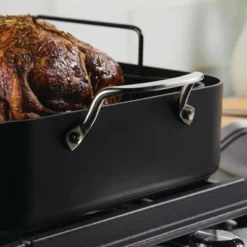 KitchenAid Hard Anodized Induction 13"x15.75" Roaster With Nonstick Rack: Turkey Roasting Pan, Oven-Safe, Matte Black -KitchenAid Shop GUEST 2053db93 0e74 478e ae96 48a5bf171386