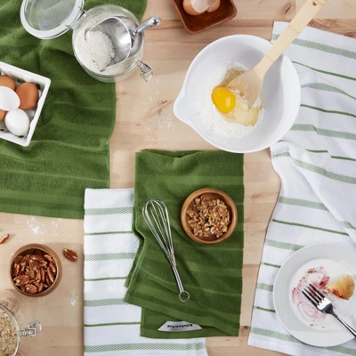 KITCHENAID Albany Kitchen Towel 4-Pack Set, Matcha Green/White, 16"x26" 3 KITCHENAID Albany Kitchen Towel 4-Pack Set, Matcha Green/White, 16"x26"
