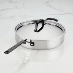KitchenAid 5qt 5-Ply Clad Stainless Steel Induction Saute Pan With Lid: Dishwasher-Safe, Silver