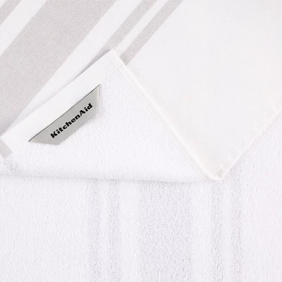 KitchenAid Stripe Gingham Dual Polyester Cotton Kitchen Towel 3-Pack Set, Matte Grey 3 KitchenAid Stripe Gingham Dual Polyester Cotton Kitchen Towel 3-Pack Set, Matte Grey - Image 2