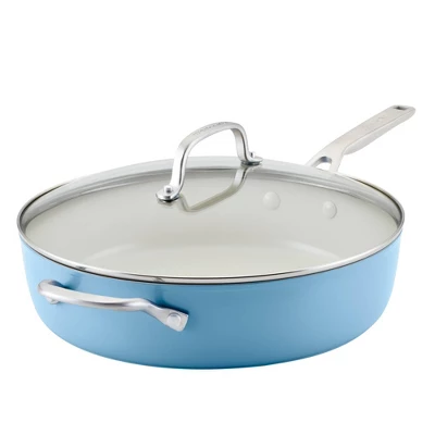 KitchenAid Hard Anodized 5qt Nonstick Ceramic Saute Pan With Lid - Blue Velvet: Large Frying Pan, Tempered Glass Lid 12 KitchenAid Hard Anodized 5qt Nonstick Ceramic Saute Pan With Lid - Blue Velvet: Large Frying Pan, Tempered Glass Lid - Image 10