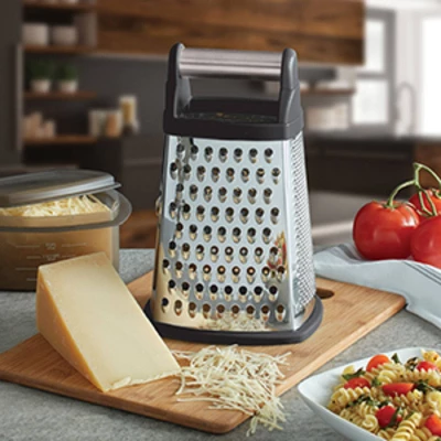 KitchenAid Gourmet Box Grater: Stainless Steel Cheese Shredder With Storage Container, Dishwasher-Safe, Black/Silver 3 KitchenAid Gourmet Box Grater: Stainless Steel Cheese Shredder With Storage Container, Dishwasher-Safe, Black/Silver