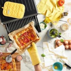 KITCHENAID Quilted Cotton Terry Cloth Oven Mitt, Pot Holder, Kitchen Towel 4-Pack, Heat Resistant, Silicone Grip, Butter, 16"x26", 7"x13" & 7"x10" -KitchenAid Shop GUEST 3b21d573 fda4 4e9c a5d5 cd9c7de80e73