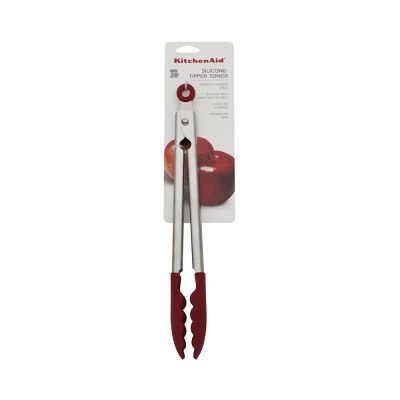KitchenAid Stainless Steel With Silicone Tipped Tongs Red: Cooking Tongs, Locking Mechanism, Dishwasher-Safe 3 KitchenAid Stainless Steel With Silicone Tipped Tongs Red: Cooking Tongs, Locking Mechanism, Dishwasher-Safe