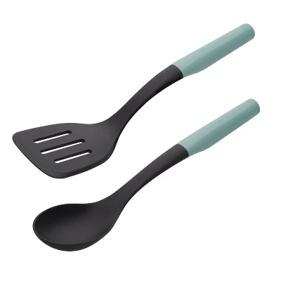 KitchenAid 2pc Nylon/ABS Spoon And Turner Set Aqua Blue: Kitchen Utensil Set, Dishwasher-Safe, Adult Use 3 KitchenAid 2pc Nylon/ABS Spoon And Turner Set Aqua Blue: Kitchen Utensil Set, Dishwasher-Safe, Adult Use