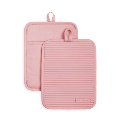 KITCHENAID Ribbed Soft Silicone Pot Holder 2-Pack Set, Dried Rose, 7"x9" 6 KITCHENAID Ribbed Soft Silicone Pot Holder 2-Pack Set, Dried Rose, 7"x9" - Image 4