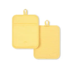 KITCHENAID Ribbed Soft Silicone Pot Holder 2-Pack Set, 2025 Color Of The Year, Butter Yellow, 7"x9"