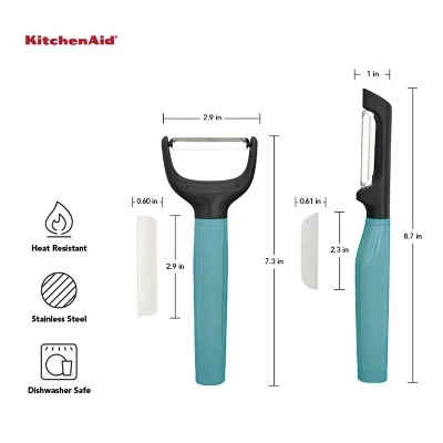 KitchenAid 2pk Peelers: Serrated Blade, Protective Cover, Dishwasher-Safe, Green, Plastic & Metal, Vegetable & Potato Peeler 4 KitchenAid 2pk Peelers: Serrated Blade, Protective Cover, Dishwasher-Safe, Green, Plastic & Metal, Vegetable & Potato Peeler - Image 2