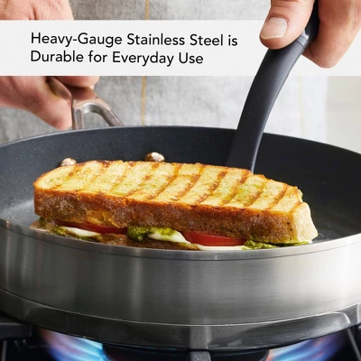 KitchenAid 3-Ply Base Stainless Steel 10.25" Nonstick Round Grill Pan: Induction Safe, Dishwasher & Oven Safe Griddle 4 KitchenAid 3-Ply Base Stainless Steel 10.25" Nonstick Round Grill Pan: Induction Safe, Dishwasher & Oven Safe Griddle - Image 2