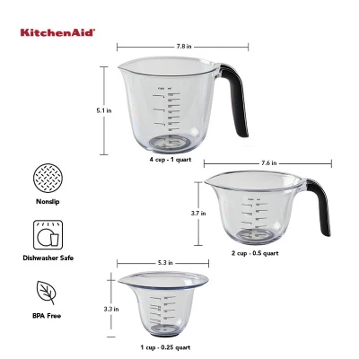 KitchenAid Set Of 3 Measuring Cups: Plastic, Dishwasher-Safe, Easy-Pour Spout, 2, 1, & 4-Cup Stackable Design 9 KitchenAid Set Of 3 Measuring Cups: Plastic, Dishwasher-Safe, Easy-Pour Spout, 2, 1, & 4-Cup Stackable Design - Image 8