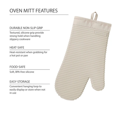 KitchenAid 2pk Silicone Ribbed Oven Mitts Gray: Heat Resistant Kitchen Textiles, Classic Pattern, 13" Length 5 KitchenAid 2pk Silicone Ribbed Oven Mitts Gray: Heat Resistant Kitchen Textiles, Classic Pattern, 13" Length - Image 3