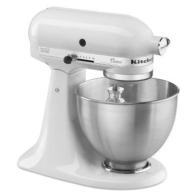 KitchenAid Classic 4.5qt Stand Mixer - White: 10 Speeds, Metal, Dishwasher-Safe, Includes Beater & Dough Hook 4 KitchenAid Classic 4.5qt Stand Mixer - White: 10 Speeds, Metal, Dishwasher-Safe, Includes Beater & Dough Hook - Image 2