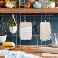 KitchenAid Albany Pot Holder 2-Pack Set, Milkshake, 7"x10"