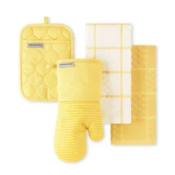 KITCHENAID Quilted Cotton Terry Cloth Oven Mitt, Pot Holder, Kitchen Towel 4-Pack, Heat Resistant, Silicone Grip, Butter, 16"x26", 7"x13" & 7"x10" -KitchenAid Shop GUEST 6d41584e 8c32 498e a62e 63e6a7614549