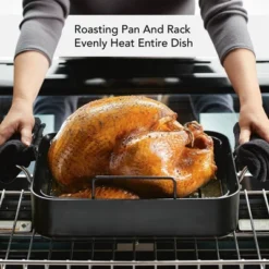 KitchenAid Hard Anodized Induction 13"x15.75" Roaster With Nonstick Rack: Turkey Roasting Pan, Oven-Safe, Matte Black -KitchenAid Shop GUEST 6d8892aa 4f67 4c49 a475 a2abb3d984a2