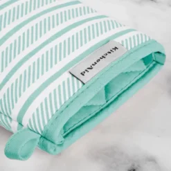 KitchenAid 2pk 5.5''x8" Albany Mini Oven Mitt Mineral Water: Cotton & Polyester, Machine Washable, Striped, Blue
