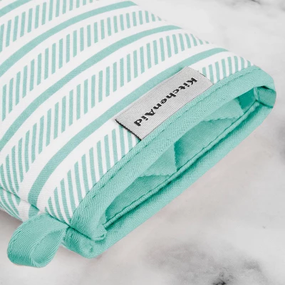 KitchenAid 2pk 5.5''x8" Albany Mini Oven Mitt Mineral Water: Cotton & Polyester, Machine Washable, Striped, Blue 3 KitchenAid 2pk 5.5''x8" Albany Mini Oven Mitt Mineral Water: Cotton & Polyester, Machine Washable, Striped, Blue