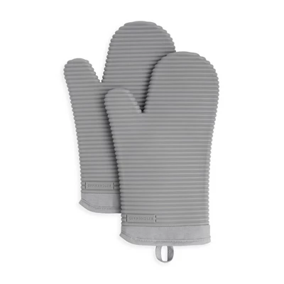KitchenAid 2pk Silicone Ribbed Oven Mitts Gray: Heat Resistant Kitchen Textiles, Classic Pattern, 13" Length 8 KitchenAid 2pk Silicone Ribbed Oven Mitts Gray: Heat Resistant Kitchen Textiles, Classic Pattern, 13" Length - Image 6