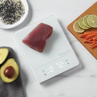 KitchenAid 11lb Waterproof Kitchen Digital Food Scale White: LED Display, Battery Powered, Coffee & Food Weight Scale 5 KitchenAid 11lb Waterproof Kitchen Digital Food Scale White: LED Display, Battery Powered, Coffee & Food Weight Scale - Image 3