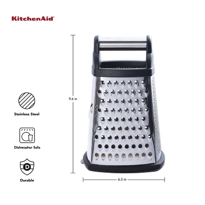 KitchenAid Gourmet Box Grater: Stainless Steel Cheese Shredder With Storage Container, Dishwasher-Safe, Black/Silver 6 KitchenAid Gourmet Box Grater: Stainless Steel Cheese Shredder With Storage Container, Dishwasher-Safe, Black/Silver - Image 4