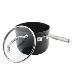 KitchenAid 3qt Nonstick Hard Anodized Induction Saucepan With Lid Matte Black: Dishwasher-Safe, Gas & Electric Compatible