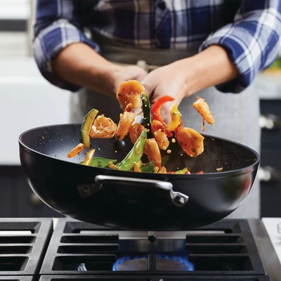 KitchenAid 12.25" Nonstick Hard Anodized Induction Stir Fry Pan / Wok With Helper Handle Matte Black 6 KitchenAid 12.25" Nonstick Hard Anodized Induction Stir Fry Pan / Wok With Helper Handle Matte Black - Image 4