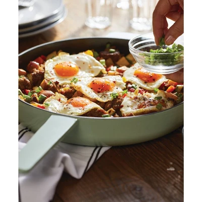 KitchenAid 12" Enameled Cast Iron Induction Skillet With Helper Handle And Pour Spouts Pistachio 11 KitchenAid 12" Enameled Cast Iron Induction Skillet With Helper Handle And Pour Spouts Pistachio - Image 9