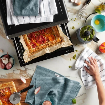 KITCHENAID Albany Kitchen Towel 4-Pack Set, Fog Blue/White, 16"x26" 3 KITCHENAID Albany Kitchen Towel 4-Pack Set, Fog Blue/White, 16"x26"