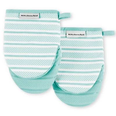 KitchenAid 2pk 5.5''x8" Albany Mini Oven Mitt Mineral Water: Cotton & Polyester, Machine Washable, Striped, Blue 9 KitchenAid 2pk 5.5''x8" Albany Mini Oven Mitt Mineral Water: Cotton & Polyester, Machine Washable, Striped, Blue - Image 7