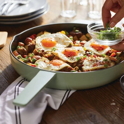 KitchenAid 12" Enameled Cast Iron Induction Skillet With Helper Handle And Pour Spouts Pistachio 9 KitchenAid 12" Enameled Cast Iron Induction Skillet With Helper Handle And Pour Spouts Pistachio - Image 7