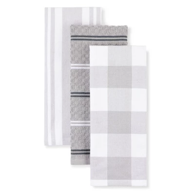 KitchenAid Stripe Gingham Dual Polyester Cotton Kitchen Towel 3-Pack Set, Matte Grey 6 KitchenAid Stripe Gingham Dual Polyester Cotton Kitchen Towel 3-Pack Set, Matte Grey - Image 5