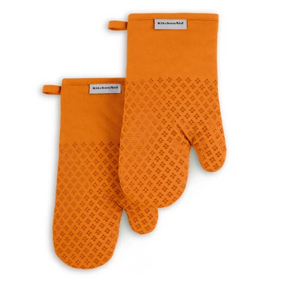 KITCHENAID Asteroid Oven Mitt 2-Pack Set, Honey Orange, 7"x12.5" 3 KITCHENAID Asteroid Oven Mitt 2-Pack Set, Honey Orange, 7"x12.5"