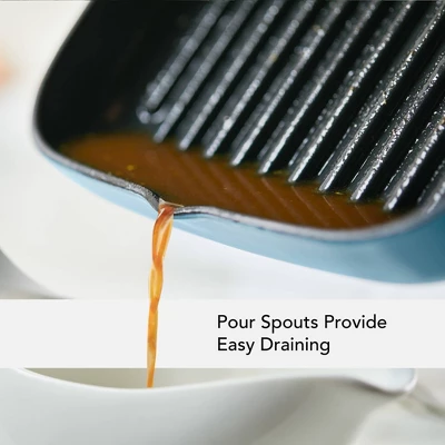 KitchenAid 11" Enameled Cast Iron Square Grill And Roasting Pan - Blue Velvet 4 KitchenAid 11" Enameled Cast Iron Square Grill And Roasting Pan - Blue Velvet - Image 2