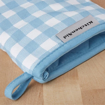 KitchenAid 2pk Cotton Gingham Mini Oven Mitts Light Blue: Hot Pads & Oven Mitts, Classic Pattern, Machine Washable 4 KitchenAid 2pk Cotton Gingham Mini Oven Mitts Light Blue: Hot Pads & Oven Mitts, Classic Pattern, Machine Washable - Image 2