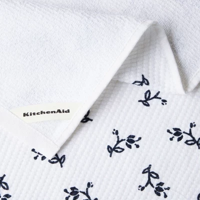 KITCHENAID Vintage Florals Collector Series Embroidered Kitchen Towel 3-Pack Set, Absorbent 100% Cotton, Dual-Purpose, Ink Blue, 18"x28" 5 KITCHENAID Vintage Florals Collector Series Embroidered Kitchen Towel 3-Pack Set, Absorbent 100% Cotton, Dual-Purpose, Ink Blue, 18"x28" - Image 3