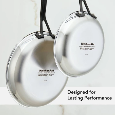 KitchenAid Stainless Steel 5-Ply Clad Twin Pack: 8.25" & 10" Nonstick Frying Pans, Dishwasher-Safe Cookware Set 8 KitchenAid Stainless Steel 5-Ply Clad Twin Pack: 8.25" & 10" Nonstick Frying Pans, Dishwasher-Safe Cookware Set - Image 6