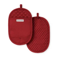 KitchenAid Asteroid Oval Pot Holder 2-Pack Set, Smoked Paprika Red, 6.5"x10"
