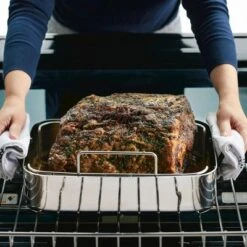 KitchenAid Stainless Steel 5-Ply Clad 15"x11.5" Roasting Pan With Stainless Steel Rack -KitchenAid Shop GUEST ccbd0c27 017e 4567 8625 eb7dc6c8421a