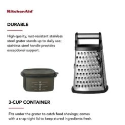KitchenAid Gourmet Box Grater: Stainless Steel Cheese Shredder With Storage Container, Dishwasher-Safe, Black/Silver 16 KitchenAid Gourmet Box Grater: Stainless Steel Cheese Shredder With Storage Container, Dishwasher-Safe, Black/Silver -KitchenAid Shop GUEST d1197a67 ef0a 48d4 8b71 666c12a1e9d8