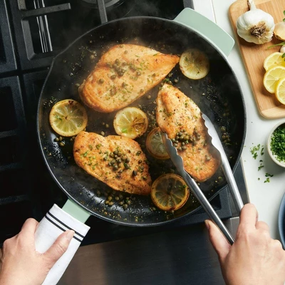 KitchenAid 12" Enameled Cast Iron Induction Skillet With Helper Handle And Pour Spouts Pistachio 8 KitchenAid 12" Enameled Cast Iron Induction Skillet With Helper Handle And Pour Spouts Pistachio - Image 6