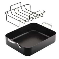 KitchenAid Hard Anodized Induction 13"x15.75" Roaster With Nonstick Rack: Turkey Roasting Pan, Oven-Safe, Matte Black -KitchenAid Shop GUEST d95d7747 e3d2 4b63 aa3e b81f4b114c45
