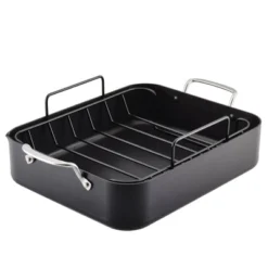 KitchenAid Hard Anodized Induction 13"x15.75" Roaster With Nonstick Rack: Turkey Roasting Pan, Oven-Safe, Matte Black -KitchenAid Shop GUEST dbf08a03 d64a 4092 951a 34156f393e18