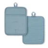 KITCHENAID Ribbed Soft Silicone Pot Holder 2-Pack Set, Fog Blue, 7"x9"