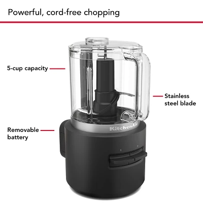 KitchenAid Go Cordless Food Chopper Battery Included KFCR531: 5-Cup Capacity, Stainless Steel Blades, 2 Speeds, Dishwasher-Safe 4 KitchenAid Go Cordless Food Chopper Battery Included KFCR531: 5-Cup Capacity, Stainless Steel Blades, 2 Speeds, Dishwasher-Safe - Image 2