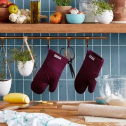 KITCHENAID Asteroid Oven Mitt 2-Pack Set, Boysenberry Purple, 7"x12.5"