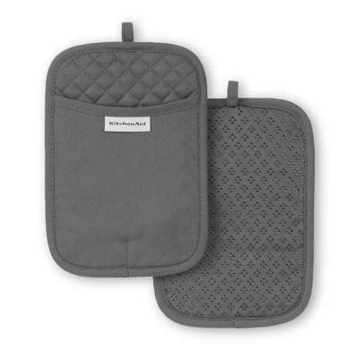 KitchenAid Asteroid Rectangle Pot Holder 2-Pack Set, Charcoal Grey, 7"x10" 7 KitchenAid Asteroid Rectangle Pot Holder 2-Pack Set, Charcoal Grey, 7"x10" - Image 5