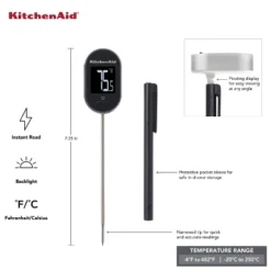 KitchenAid Pivoting Display Digital Instant-Read Kitchen Thermometer: Meat & Food Thermometer, Black, -4 To 482°F Range -KitchenAid Shop GUEST e9a9c5b8 2180 4c24 ae33 3322723b26c4