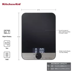 KitchenAid 11lb Glass Surface Digital Kitchen Food Scale Black: LCD Display, Battery-Powered, 11lb Capacity -KitchenAid Shop GUEST f28a8df9 de00 4024 808e 426debb7a6a8