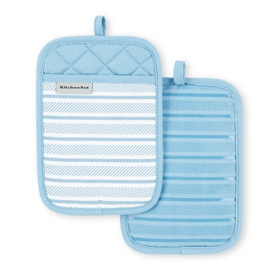 KitchenAid Albany Pot Holder 2-Pack Set, Blue Velvet, 7"x10" 6 KitchenAid Albany Pot Holder 2-Pack Set, Blue Velvet, 7"x10" - Image 4